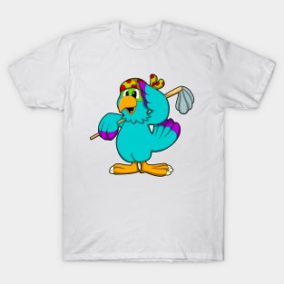 Parrot as Cleaner with Mop T-Shirt